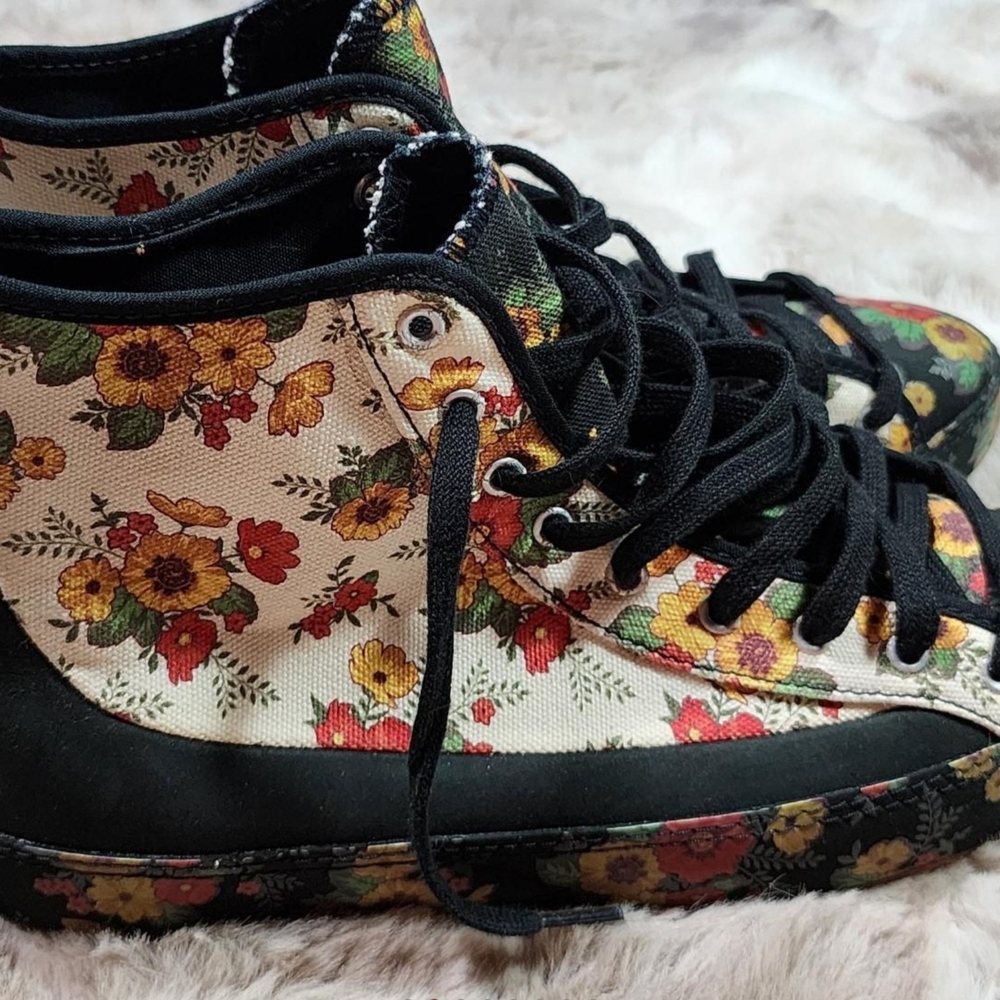 Converse Black and Floral High-Top Sneakers
